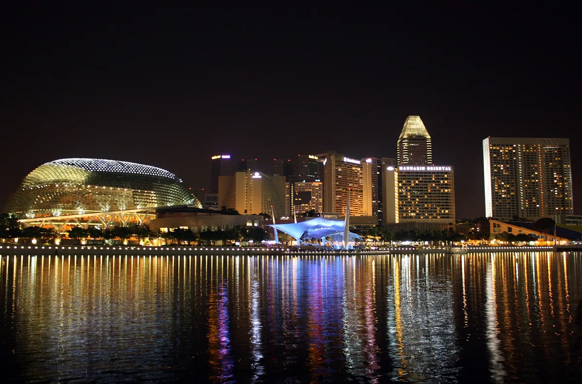 新加坡滨海湾夜景与金沙酒店天际线